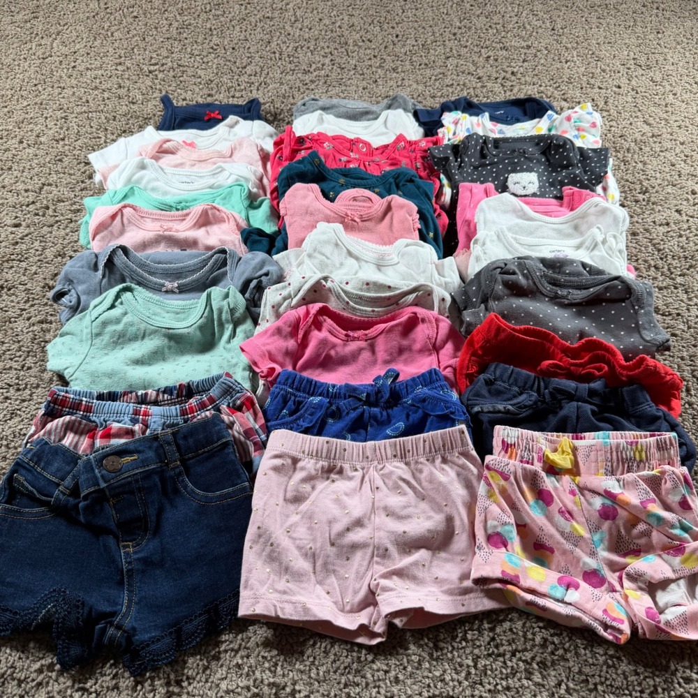 Carters Okie Dokie Baby Girl Summer Lot Bodysuits Shorts‎ onepiece  3 mo infant